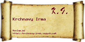 Krchnavy Irma névjegykártya